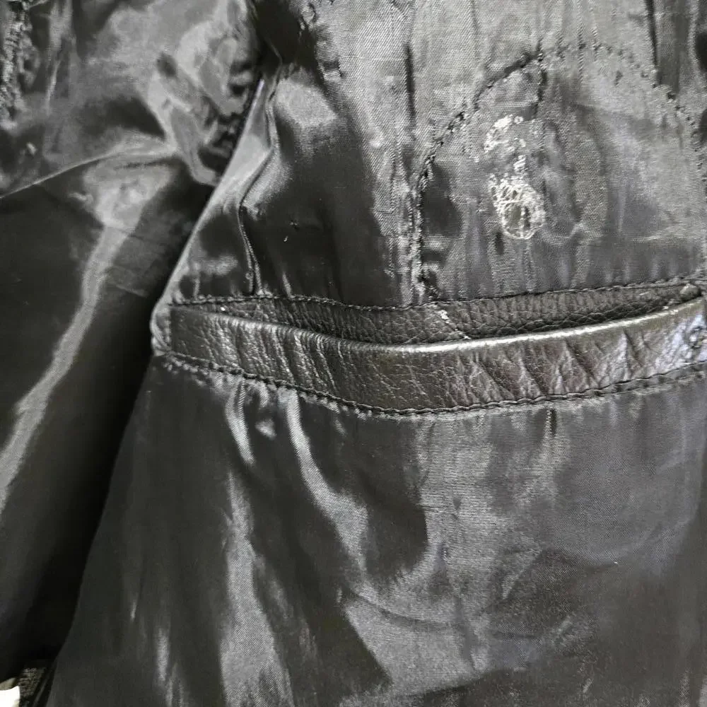 FMC Vintage Black Leather Biker Vest Lace-up Sides 4 Pockets Men's Size 44 Y2K - Picture 4 of 9